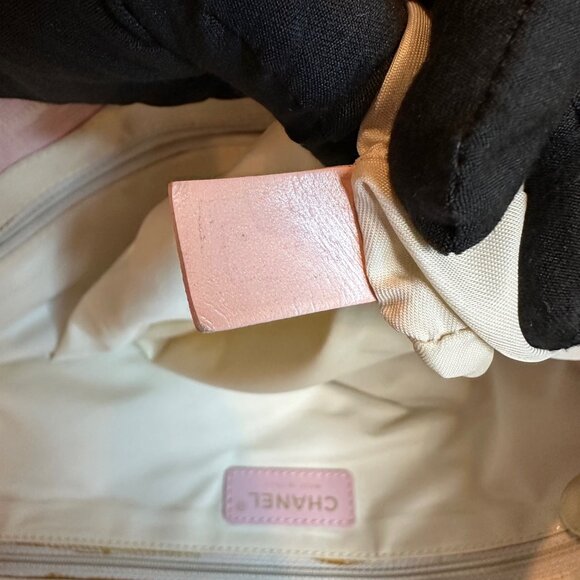 Authentic Chanel CC Logo Travel Line Large Nylon Tote Bag Light Pink - Picture 15 of 16